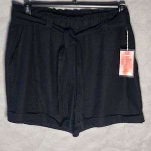 Cisono Linen Blend Paperbag Waistband Shorts Combine Comfort Style Relaxed Fit